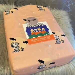 BNWT PEANUTS SNOOPY Halloween Mummy Bats Queen Size Sheet Set